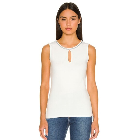 White House Black Market Keyhole Tank in White – EUC Size Small - Picture 1 of 6
